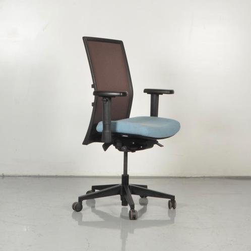 Bureaustoel Gispen Omnis - Blauw / Bruin - Armpads vernieuwd, Huis en Inrichting, Bureaustoelen, Gebruikt, Ophalen of Verzenden