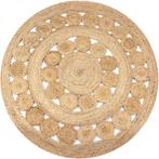 vidaXL Tapijt met ontwerp rond 120 cm gevlochten jute, Huis en Inrichting, Stoffering | Tapijten en Vloerkleden, Verzenden, Nieuw