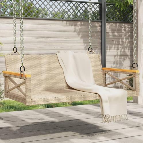 vidaXL Balancelle beige 109x62x40 cm résine tressée, Jardin & Terrasse, Ensembles de jardin, Neuf, Envoi