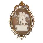 Broche - 18 karaat Geel goud - Parel - Cameo, Victoriaans,, Handtassen en Accessoires