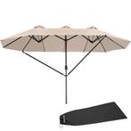 Dubbele Parasol Silia 460x270 cm met 3 windvakken - beige, Tuin en Terras, Verzenden, Nieuw