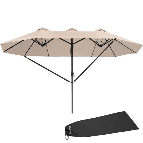 tectake Dubbele Parasol Silia 460x270 cm met 3 windvakken -, Tuin en Terras, Zonneschermen, Verzenden