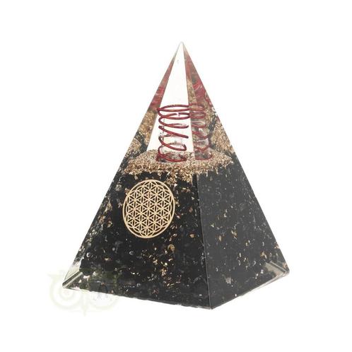 Orgoniet piramide toermalijn bloem des levens -  5 x 5 x 8 c, Handtassen en Accessoires, Edelstenen, Nieuw, Verzenden