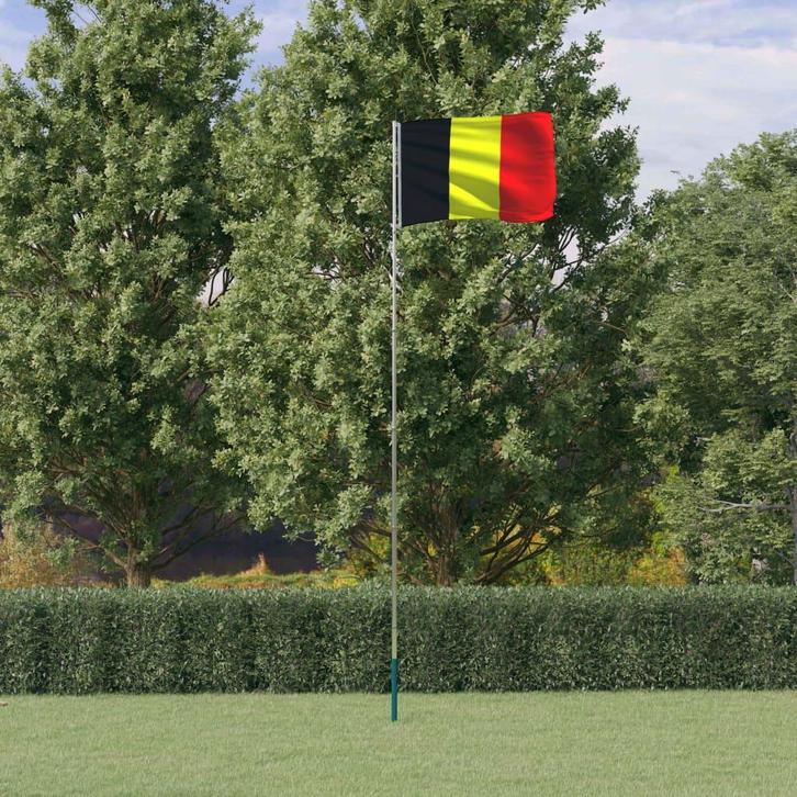 vidaXL Vlag met vlaggenmast België 5,55 m aluminium, Diversen, Vlaggen en Wimpels, Nieuw, Verzenden