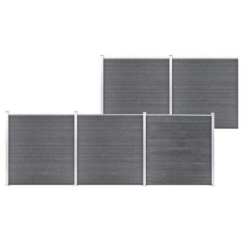 vidaXL Schutting 872x186 cm HKC grijs, Tuin en Terras, Tuinhekken en Hekwerk, Nieuw, Verzenden