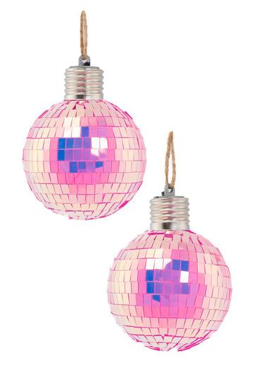 2x Discobal 8 cm LED Iridescent Roze  Discobol Klein Spiegel beschikbaar voor biedingen
