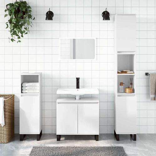vidaXL Badkamerkast 58x33x60 cm bewerkt hout hoogglans wit, Huis en Inrichting, Badkamer | Badkamermeubels, Nieuw, Verzenden