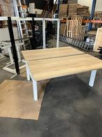 Duo Werkplek Met Nieuwe Bureaubladen - Refurbished, Huis en Inrichting, Verzenden, In hoogte verstelbaar, Zo goed als nieuw, Bureau