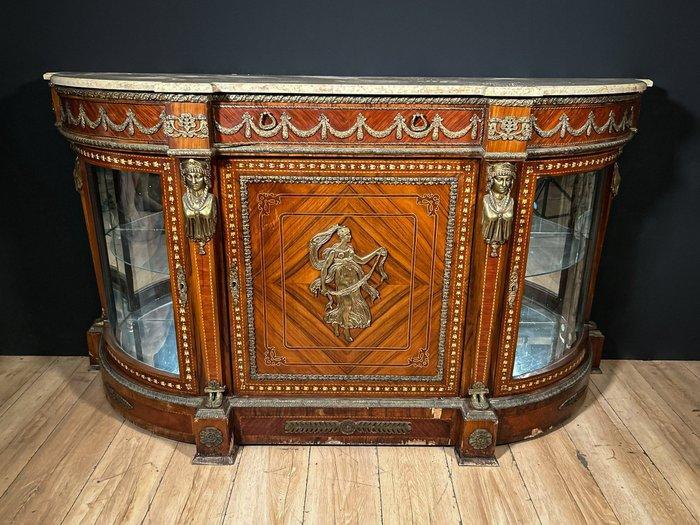 Credenza - Brons, Glas, Hout, Marmer, Messing, Antiek en Kunst, Antiek | Overige Antiek
