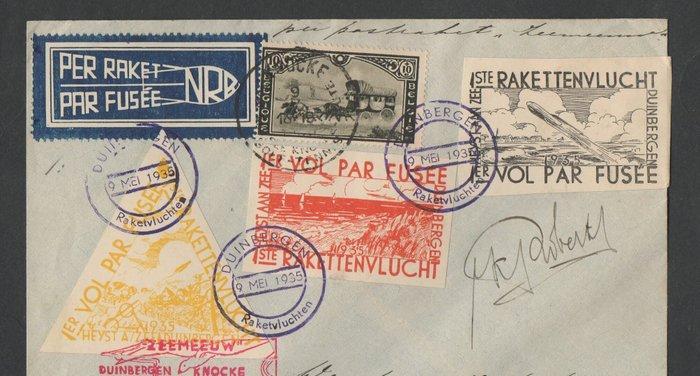 België 1935 - 1ste rakettenvlucht ZEEMEEUW - E 7/9 ongetand, Postzegels en Munten, Postzegels | Europa | België