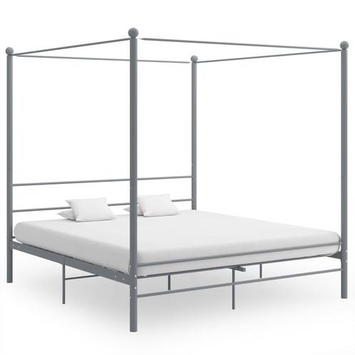 vidaXL Hemelbedframe metaal grijs 200x200 cm, Huis en Inrichting, Slaapkamer | Bedden, Nieuw, Verzenden