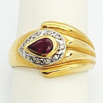 Ring - 18 karaat Geel goud -  0.10ct. tw. Diamant
