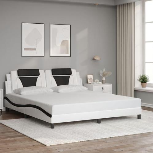 vidaXL Bedframe met hoofdbord kunstleer wit en zwart 180x200, Huis en Inrichting, Slaapkamer | Bedden, Nieuw, Verzenden