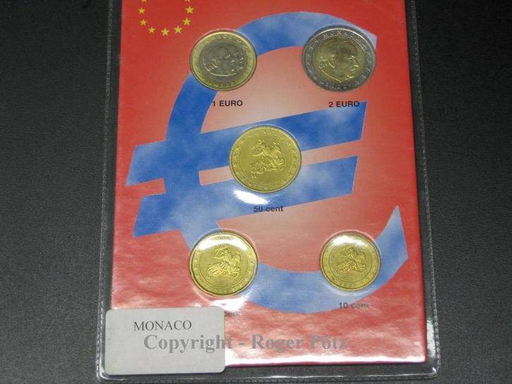 Monaco 3,80 Euro 2002 munten set 10 Cent 2 Euro, Postzegels en Munten, Munten | Europa | Euromunten, België, Verzenden