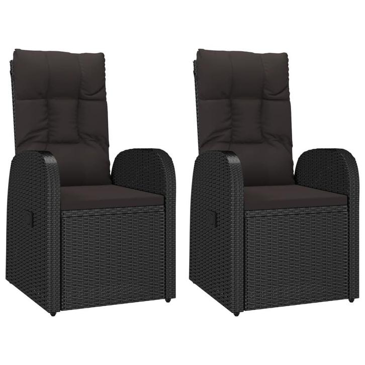 Zwarte Tuinstoelen met Kussens | OP = OP, Tuin en Terras, Tuinstoelen, Verstelbaar, Nieuw, Rotan, Verzenden