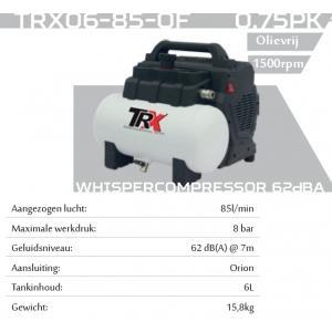 Trx trx06-85-of super stille compressor 8bar 6l 0.75pk -, Doe-het-zelf en Bouw, Compressors