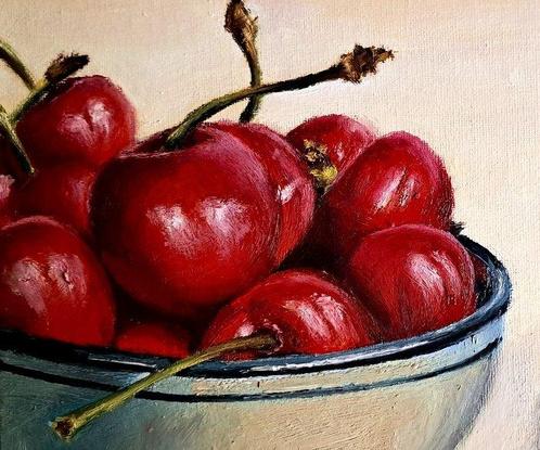 Carla Gagliano - Una ciotola di ciliegie, Antiek en Kunst, Kunst | Schilderijen | Modern