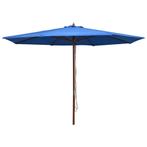 vidaXL Parasol met houten paal 350 cm blauw, Nieuw, Verzenden