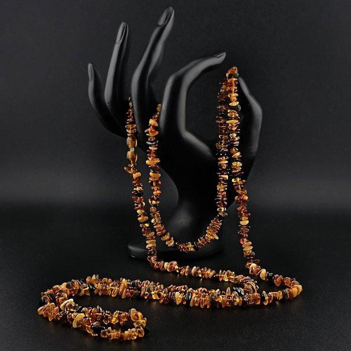 Baltische barnsteenketting – Lange gelaagde ketting met, Antiek en Kunst, Curiosa en Brocante