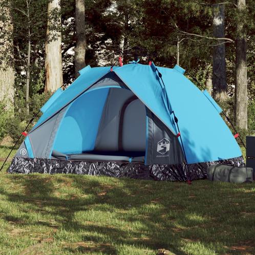 vidaXL Koepeltent 3-persoons snelontgrendeling blauw, Caravanes & Camping, Tentes, Envoi