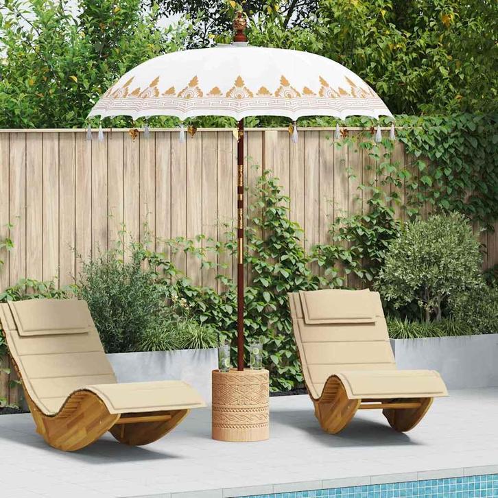 vidaXL Balinese Parasol Crème 185 x 185 x 260 cm Katoen, Tuin en Terras, Parasols, Nieuw, Verzenden