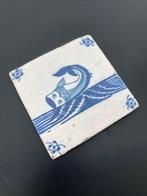 Tegel - Antieke Delfts blauwe tegel met een grote