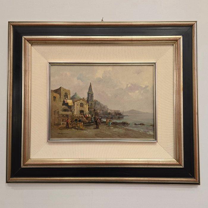 Antonio Madonna (1919-2010) - Borgo in costiera (Torre del, Antiquités & Art, Art | Peinture | Classique