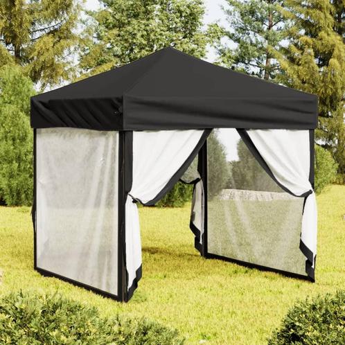 vidaXL Partytent inklapbaar met zijwanden 2x2 m zwart, Jardin & Terrasse, Tonnelles, Envoi