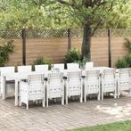 vidaXL Tuin Eettafel Set 13 pcs Wit Polt riet, Tuin en Terras, Verzenden, Nieuw