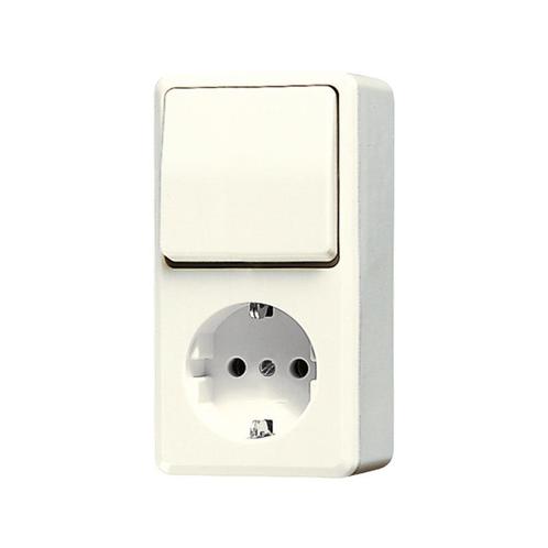 Jung Ap600 Gecombineerde Schakelaar Stopcontact Wit - 676A, Doe-het-zelf en Bouw, Elektriciteit en Kabels, Verzenden
