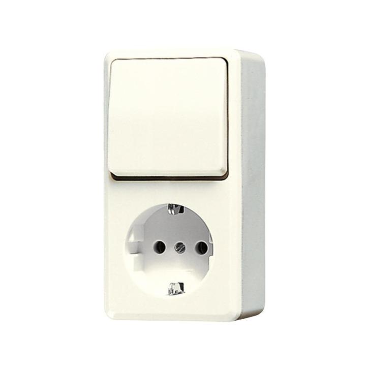 Jung Ap600 Gecombineerde Schakelaar Stopcontact Wit - 676A, Doe-het-zelf en Bouw, Elektriciteit en Kabels, Verzenden