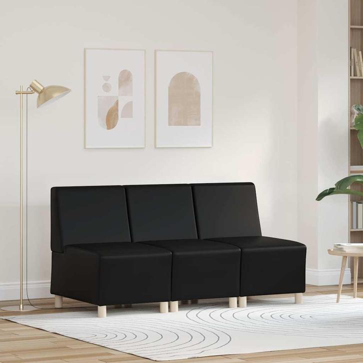 vidaXL Modulaire Sofa Eenheid Armless 3 pcs Zwart 55 x 74 x, Huis en Inrichting, Zetels | Zetels, Nieuw, Verzenden
