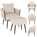 2eChoix | Chaise dappoint Coast avec pouf - Velours - Max., Huis en Inrichting, Tafels | Salontafels, Ophalen of Verzenden, Nieuw