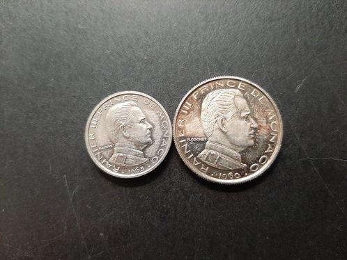 Monaco. Lot de 2 essais (1/2 Franc 1965 et 1 Franc 1960), Postzegels en Munten, Munten | Europa | Euromunten