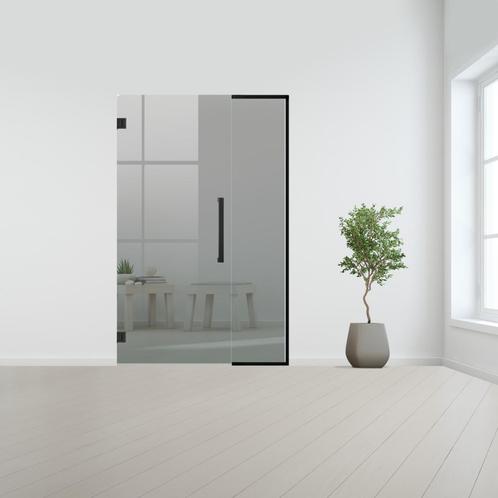 Glazen binnendeur met zijlicht zonder kozijn zwart beslag-Gr, Doe-het-zelf en Bouw, Glas en Ramen, Nieuw, Verzenden