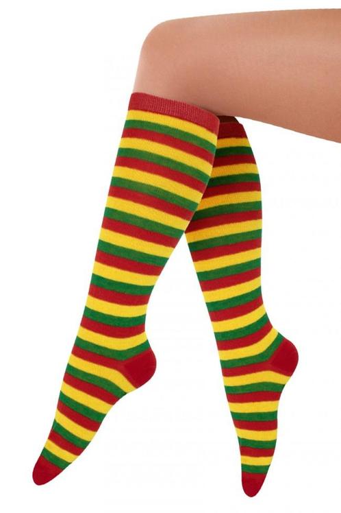 Lange Sokken Rood Geel Groen Streepjes 36-41 Carnaval Limbur, Kleding | Dames, Carnavalskleding en Feestkleding, Nieuw, Ophalen of Verzenden