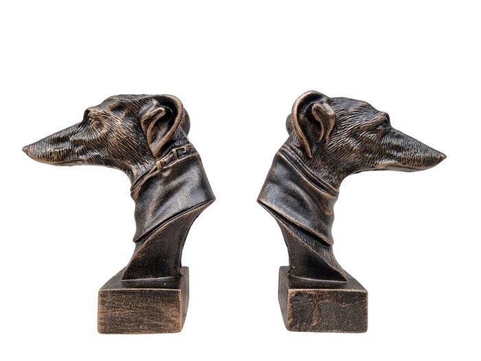 Beeldje - Greyhound busts / bookends (2) - IJzer, Antiek en Kunst, Kunst | Designobjecten