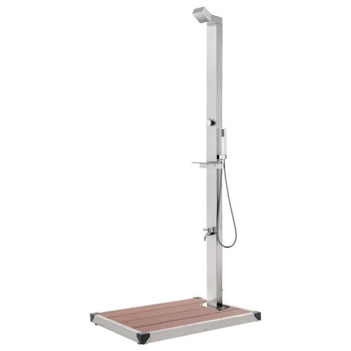 vidaXL Buitendouche met bruine basis 225 cm roestvrij staal, Tuin en Terras, Zwembaden, Nieuw, Verzenden