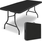 Tuintafel - zwart - 180x75 cm - inklapbaar - kunststof met, Tuin en Terras, Verzenden, Nieuw