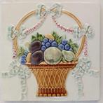 Jugendstil Tegel - Art nouveau tegel met mand met fruit -