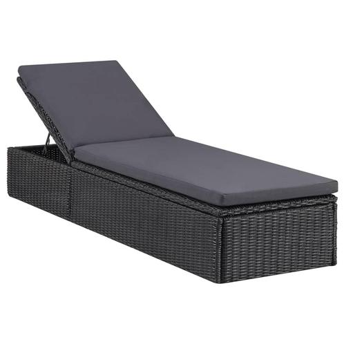 vidaXL Ligbed poly rattan zwart en donkergrijs, Tuin en Terras, Ligbedden, Nieuw, Verzenden
