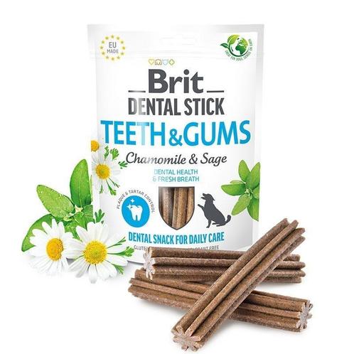 Brit dental stick teeth & gums à la camomille et à la sauge, Dieren en Toebehoren, Hondenvoerbakken en Drinkbakken