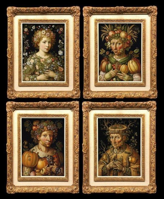 Lijst (4) - Verguld hout - Een set van vier kaders, Antiek en Kunst, Antiek | Meubels | Stoelen en Sofa's