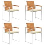 vidaXL Tuinstoelen 4 st met kussens massief acaciahout, Tuin en Terras, Tuinstoelen, Verzenden, Nieuw
