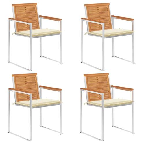 vidaXL Tuinstoelen 4 st met kussens massief acaciahout, Tuin en Terras, Tuinstoelen, Nieuw, Verzenden
