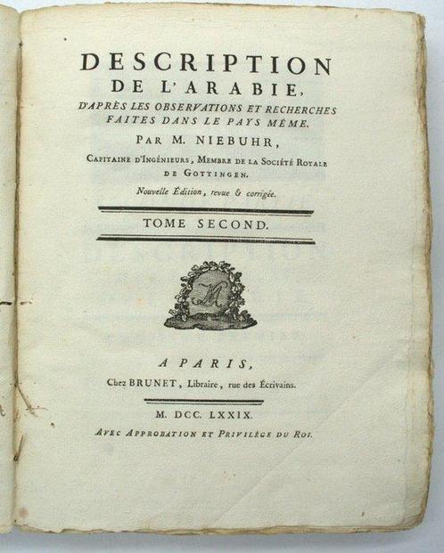 Carsten Niebuhr - Description de lArabie, daprès les, Antiek en Kunst, Antiek | Boeken en Manuscripten