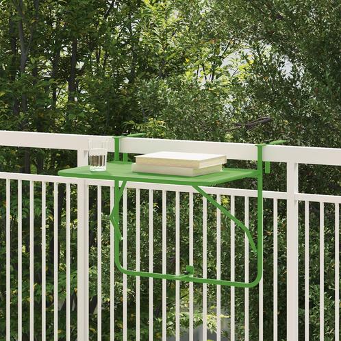 vidaXL Inklapbare Groene Balkon Tafel 60x40 cm Staal, Tuin en Terras, Tuintafels, Nieuw, Verzenden