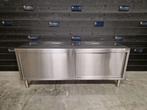 Werktafel kast | 2 schuifdeuren | RVS | 220 cm, Gebruikt