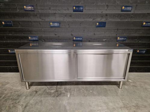Werktafel kast | 2 schuifdeuren | RVS | 220 cm, Zakelijke goederen, Horeca | Meubilair en Inrichting, Gebruikt