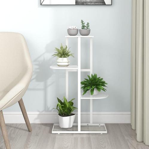 vidaXL Bloemenstandaard met 4 lagen 43x22x76 cm metaal wit, Tuin en Terras, Bloembakken en Plantenbakken, Nieuw, Verzenden
